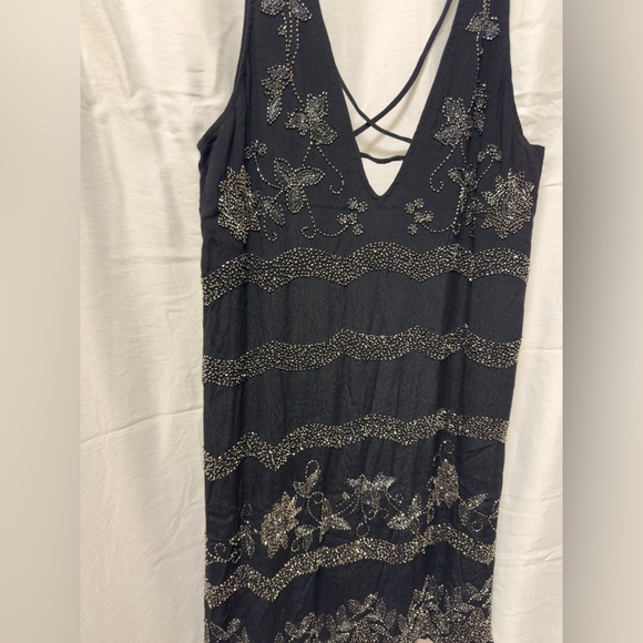 Free People Bali Mad Love beaded Mini Dress Black size Medium NWOT - Picture 4 of 9